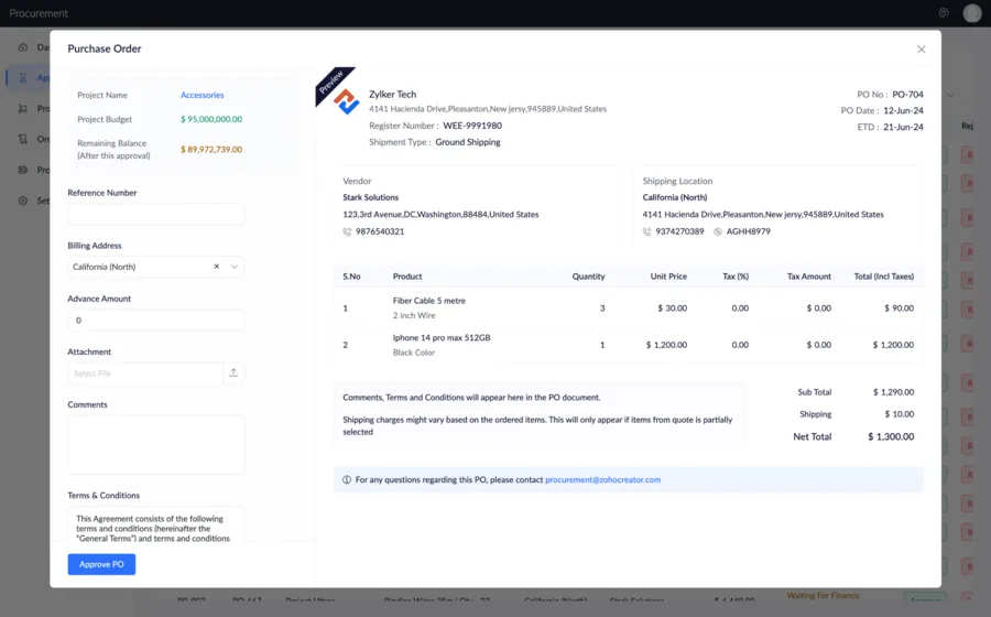 Giải pháp quản lý mua hàng thông minh: Tự động hóa với Zoho Creator 4 quản lý mua hàng thông minh