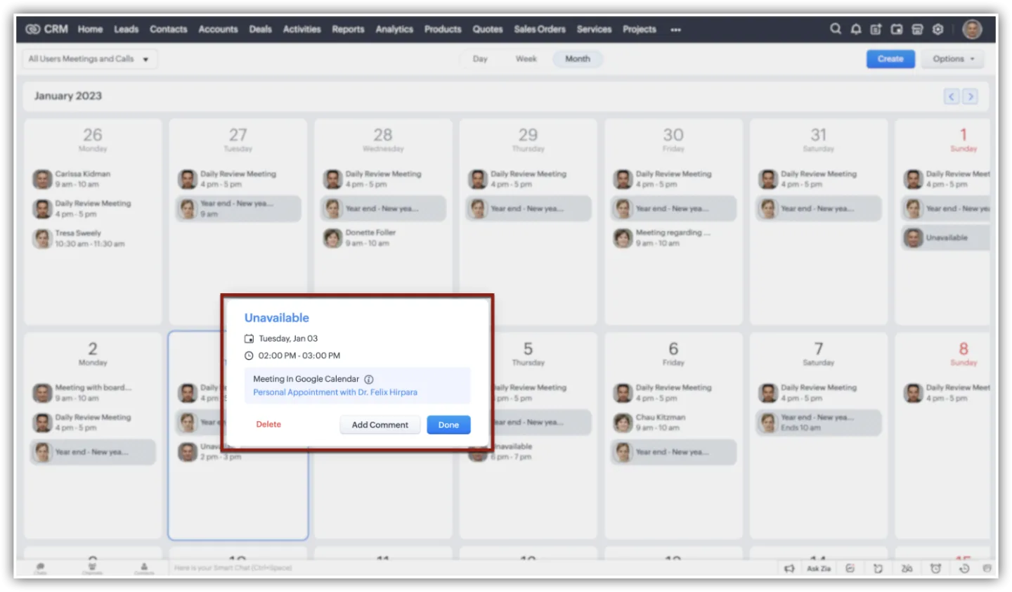 Tích hợp Zoho CRM với Google Workspace: Kết nối mọi công cụ, tối ưu mọi quy trình 4 Tích hợp với google calendar