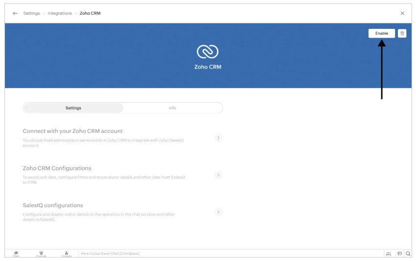 tích hợp Zoho CRM với Zoho SalesIQ 