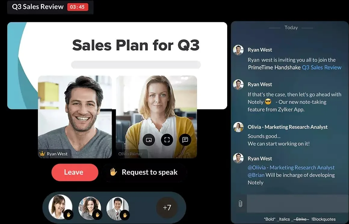hop truc tuyen video call tren zoho cliq