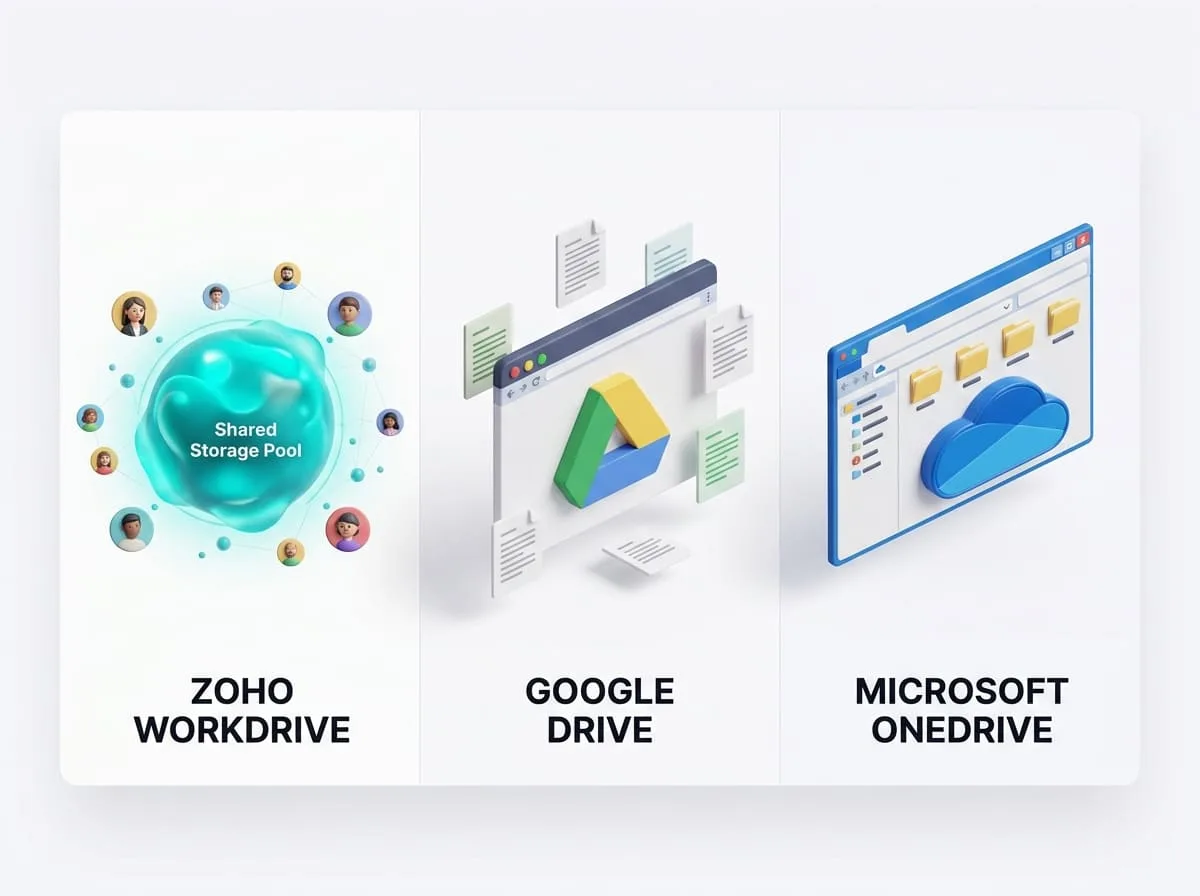 So sánh chi tiết Zoho WorkDrive, Google Drive và OneDrive