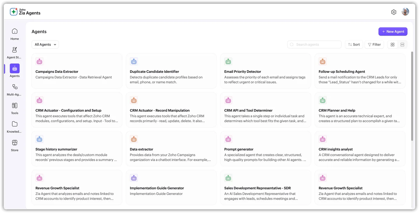 Zia Agents là gì? Cách AI Agents tự động hóa công việc với Zoho CRM 2 zia-agents
